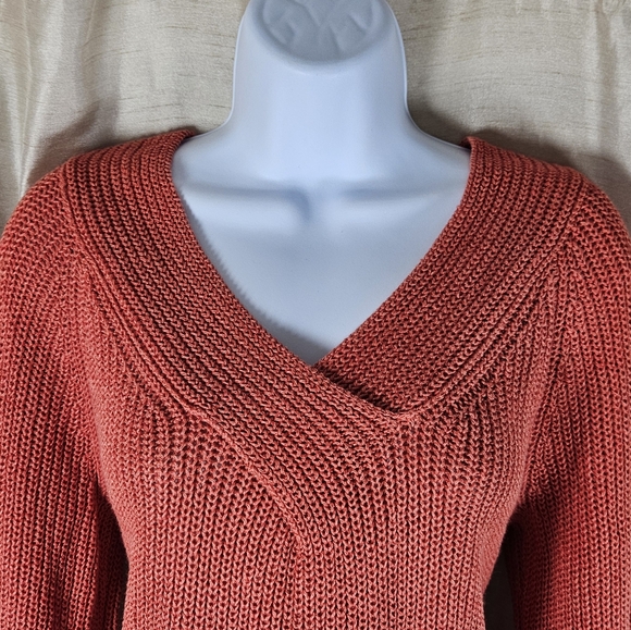 NWOT Talbots peach orange silk linen cable knit sweater Womens XLarge - Picture 5 of 6